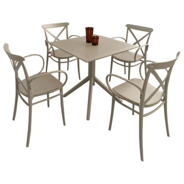 Cross XL Patio Dining Set With 4 Chairs Taupe