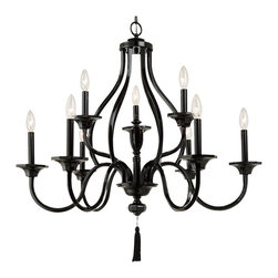Royce Lighting - Gloss black Nine Light chandelier By Zahara Collection - Chandeliers