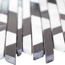Black and White ZigZag Stone Tile Mosaics - Home Accessories & Decor