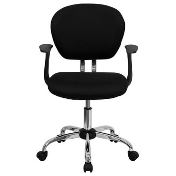 Mid-Back Mesh Swivel Task Chair with Chrome Base and Arms, Black