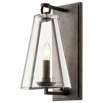 Adamson 1 Light 16" Wall Sconce - French Iron Finish - Clear Glass