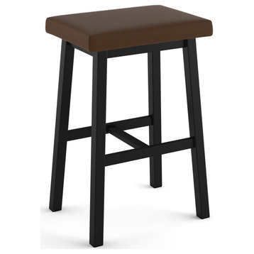 Dorah Counter/Bar Stool, Brown Faux Leather / Black Metal, Counter Height