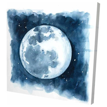 Watercolor Blue Moon, Fine Art Gallery Wrapped Canvas, 24"x24"