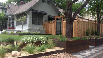 Xeriscape using Core-Ten retaining walls, Basalt pathways w/ stepping stones, Ne