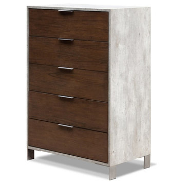 Nova Domus Conner Modern Concrete Chest, Dark Walnut/Gray