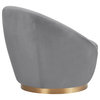 Yves Velvet Swivel Accent Chair With Gold Base, Gray