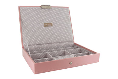 Boîte à bijoux avec couvercle rose intérieur gris