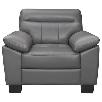 Escolar Leather Sofa Collection, Dark Gray, Accent Chair