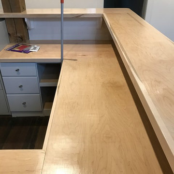 Custom reception desk and kitchen