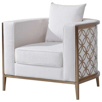 Veera White and Gold Accent Chair