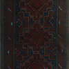 Vintage Distressed Muqaddas Navy/Red Rug, 3'7x6'6