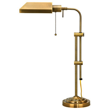 Benzara BM225083 Metal Rectangular Desk Lamp with Adjustable Pole, Gold
