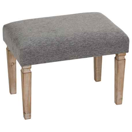 Cortesi Home Oslo Grey Fabric Ottoman With Wooden Legs