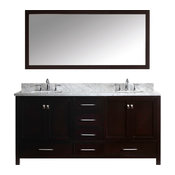 Caroline Avenue 72" Double Bathroom Vanity Set Espresso, Marble Top