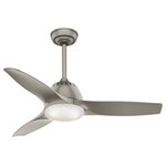 Casablanca Fans - Casablanca Fans 59150 Wisp - 44" Ceiling Fan with Light Kit - A contemporary design with a little flare of retro, the Wisp brings a balance of finesse and joviality directly into your home. The unique curvature in the blades adds a touch of personality to an otherwise clean, elegant design. The result is a composition with a light, airy aura that will inspire joy and comfort throughout the entire room.  Canopy Included: TRUE  Canopy Diameter: 2.75 x 6. Rod Length(s): 4.00  Dimable: TRUE  Warranty: Limited Lifetime  Amps: 0.51Wisp 44" Ceiling Fan Pewter Pewter Blade Cased White Glass *UL Approved: YES  *Energy Star Qualified: YES *ADA Certified: n/a  *Number of Lights: Lamp: 1-*Wattage:18w LED bulb(s) *Bulb Included:Yes *Bulb Type:LED *Finish Type:Pewter