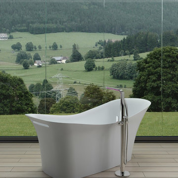ADM Bathroom Slippered Freestanding Bathtub, White, 74.4" - SW-123W (74 x 34)