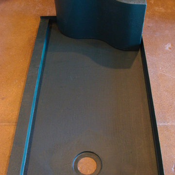 customs shower pan with curved seat