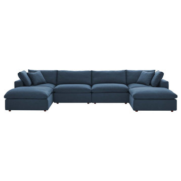 Cloud Couch, U-Chaise Cloud Sectional Sofa Set, Modular 6Piece Dream Couch, Azure