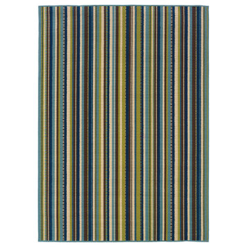 Oriental Weavers Caspian Blue/Brown Stripe Indoor/Outdoor Rug 5'3"X7'6"