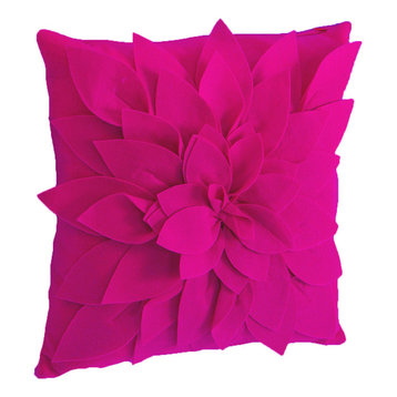 Sara's Garden Petal Decorative Throw Pillow, 17 Inch Square, Fuchsia