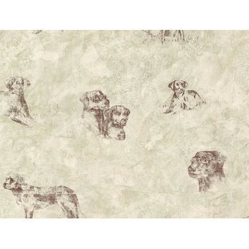 Modern Non-Woven Animal Wallpaper For Accent Wall - Dogs Wallpaper TM19713, Roll