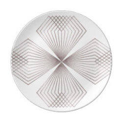 Grey Diamond Flower Plate - Dinner Plates