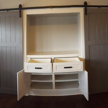 Media Alcove Cabinets with Barn Doors