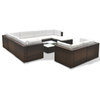 vidaXL Patio Furniture Set 10 Piece Sofa with Coffee Table Poly Rattan Brown
