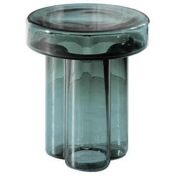 Soda Glass Coffee and Side Table, Petrol Green, Side Table 15" Diameter