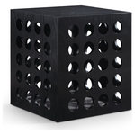 Meridian Furniture - Kinsley Oak Veneer End Table, Black - Bring your room to life with the unexpected design of this Kinsley black oak end table. Part art, part functional item that adds convenience to your space, this end table offers a design that instantly commands attention wherever it's used. Multiple cutouts along the sides of this table allow for a fun and unique aesthetic in your room, and its ample top gives you a place to hold magazines, books, remotes, and other items within easy reach of your sofa or couch. A rich black finish adds modernity to the table's art deco design.