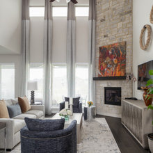 Furniture placing corner fireplace