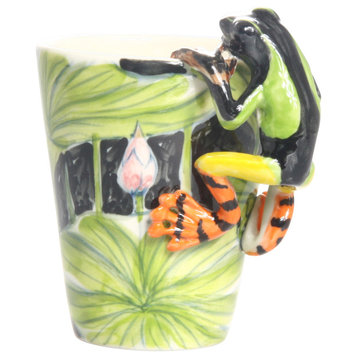 Frog 3D Ceramic Mug, Green And Black
