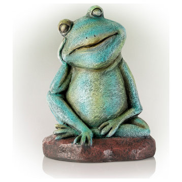 Alpine Pensative Sleeping Frog Statue, 15"Tall