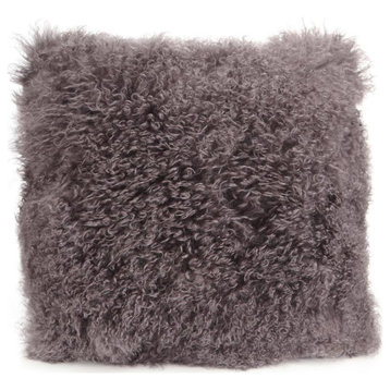 Lamb Fur Pillow Large Grey