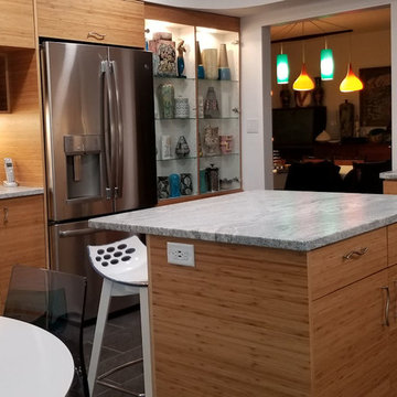 Modern Kitchen with Horizontal Grain Bamboo Cabinets