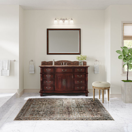 60" Hopkinton Vanity Baltic Brown Stone Top, Cherry, 60", Single Sink