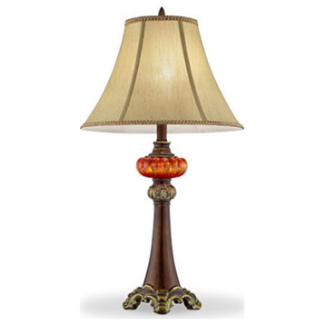 30.5"H Gold Amber Table Lamp