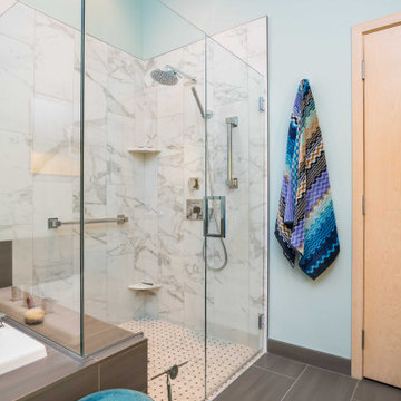 Contemporary Accessible Primary Bath with Curbless Shower