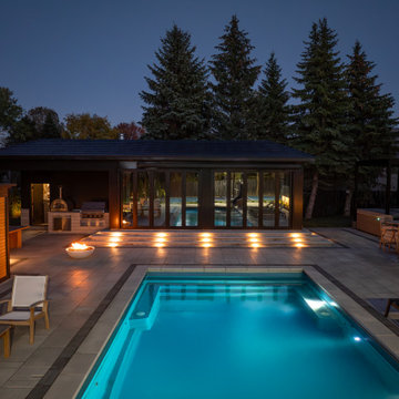 Backyard Pool, Cabana, Sport Court and Nighttime Feature Lighting Project