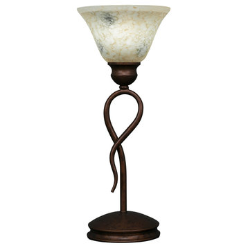 Leaf Mini Table Lamp In Bronze, 7" Italian Marble Glass