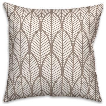 Taupe Geo Leaves 16 x 16 Spun Poly Pillow