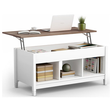 Costway Lift Top Coffee Table w/ Hidden Compartment and Storage Shelves Modern