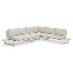 Meridian Furniture - Maldives Cream Water Resistant Fabric Outdoor Patio Modular Sectional - Create your own custom contemporary look on the deck or porch with the addition of this Maldives outdoor patio armless chair. Part of a large collection that lets you mix and match modular pieces to get the look you crave most. This modular sectional has cream water resistant fabric with a base made from white aluminum, so it's sturdy, tough, and ready to face the elements with impeccable beauty, season in and season out. Shop the contemporary pieces in this collection to create the outdoor entertaining area of your dreams.