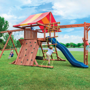 Redwood Swing Set with Monkey Bars