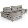 1911B Divani Casa Dandelion Modern Dark Grey Leather Sectional Sofa With Chaise