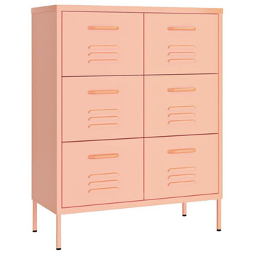 vidaXL Drawer Cabinet File Cabinet Freestanding Storage Cabinet Pink Steel