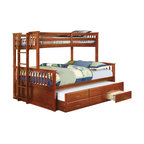 Chaparral Oak Twin over Queen Bunk Bed with Trundle