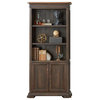 Executive Bookcase With Doors, Fully Assembled, Brown