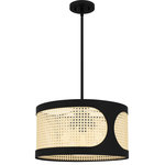 Quoizel - Quoizel SYA2818MBK Syrah 3 Light Pendant in Matte Black - Pretty rattan detailing casts delightful shadows in the Syrah series, comprised of a mini pendant, island light, or semi-flush mount available in brushed nickel or matte black finishes. Part of the Quoizel Naturals line, this design evokes carefree style. Whether you live by the sea or in the city, Syrah adds easygoing refinement.