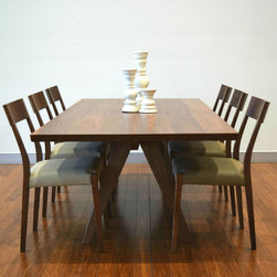 Walnut Lachlan dinig table with Mitchell style chairs - Dining Sets